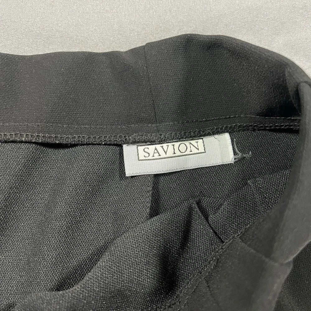Vintage Women's‎ Savion Black Mid-length Skirt Size 12 Pleated Zip Up Back Slit